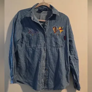 Disney Blue Denim Shirt with Embroidered Characters thumbnail 2