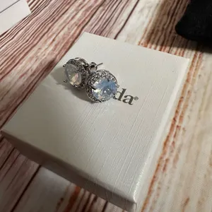 Piercing Pagoda Silver Moonstone CZ Halo Stud Earrings thumbnail 9