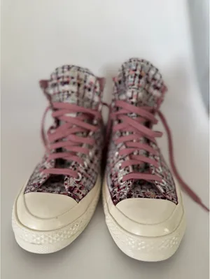 Converse Chuck Taylor All Star high top tweed sneakers pink thumbnail 5
