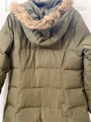 Merona Olive Green Puffer Coat with Faux Fur Trim Hood thumbnail 6