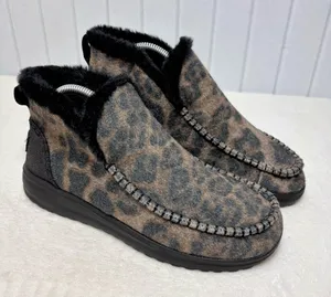 Hey Dude Denny Leo Nut‎ Leopard Print Ankle Boots size 9 thumbnail 1