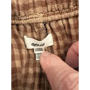 Aerie women’s gauze pants size M high waist brown plaid Loungewear grandmacore thumbnail 5
