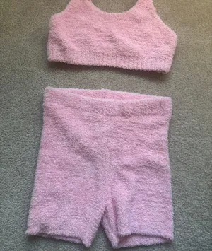 Plush pink loungewear set thumbnail 1