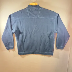 445‎ | Tommy Bahama Blue 1/4 Zip Pullover Crop Boxy Sweatshirt Women's L/XL thumbnail 3