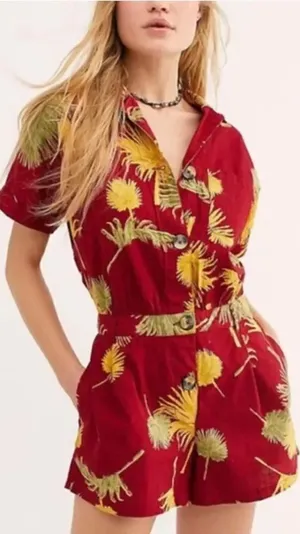 NEW FREE PEOPLE Malibu Romper Floral thumbnail 1
