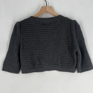 Anthropologie Laurete Lane Womens Size M Alpaca Blend Gray 3/4 Sleeve Crop Cardigan‎ Sweater thumbnail 9