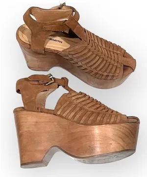 Windsor Smith chunky boho Platforms, suede leather, camel color, sz 6, TTS thumbnail 1