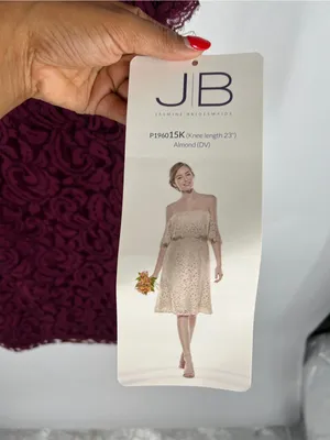 Jasmine Bridesmaids JB Burgundy Lace‎ Off Shoulder Dress NWT Size 6 thumbnail 5