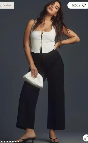 Anthropologie Maeve Colette Ponte Crop Wide-Leg Black Pants thumbnail 1