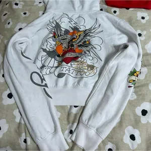 Ed Hardy White Cropped Zip Up Hoodie thumbnail 4