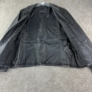 R&O by Reilly Olmes Leather Jacket Womens Large Black‎ Zip Up Minimalist Y2K 90s thumbnail 11
