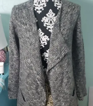 Maryline mohair wool cardigan sweater made in Italy metallic threading oversized thumbnail 1
