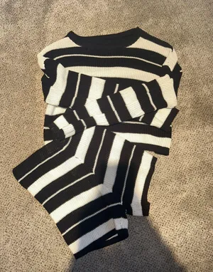 Verdusa 2 Piece Sweater Set Black thumbnail 2