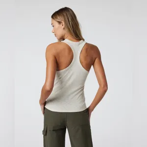 Vuori Women’s Sunrise High Neck Ribbed Tank in Dune Grey Size XS thumbnail 3