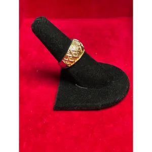 Vintage-Style Textured Gold-Tone Geometric Pyramid Band Size 7 thumbnail 2