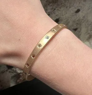 Women’s Rosy Gold Tone Rhinestone Cuff Bangle Bracelet 6 3/4 Inch thumbnail 1