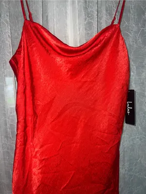NWT Lulus red satin slip dress cowl neck going out dress medium thumbnail 4