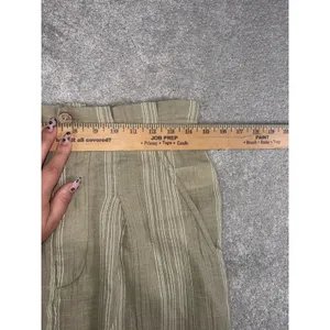 FREE PEOPLE Green Semi Sweet Trousers Size S Navy Striped Cotton Summer Boho thumbnail 7