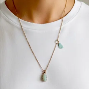 NWOT WA Studios Turquoise Necklace Gold thumbnail 1