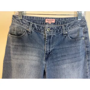 Juicy Couture Wide Leg‎ Jeans Womens 7/28 Blue Excellent Pink Rhinestone Logo thumbnail 7