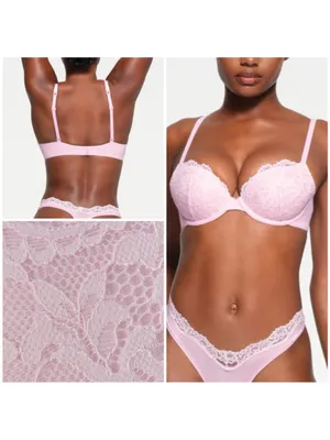 SKIMS FITS EVERYBODY LACE PUSH-UP BRA CHERRY BLOSSOM pink size 38DDD thumbnail 3