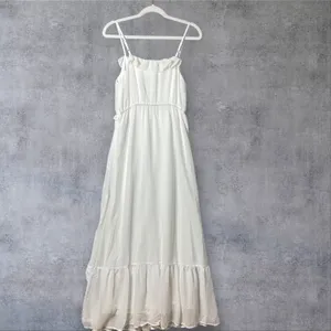 Prómesa New Chiffon Maxi White‎ Ruffle Bodice Adjustable Straps Dress Medium thumbnail 2