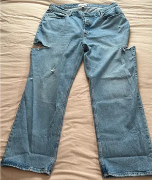 Abercrombie & Fitch Curve Love 90s Baggy Low Rise Distressed Jeans Blue 34 18R thumbnail 1