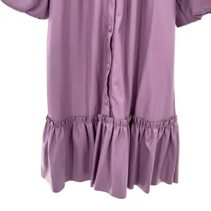 Karlie Women's Lavender Purple Puff Sleeve Faux Leather Ruffle‎ Dress Medium thumbnail 4