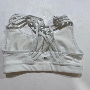 Athleta White Strappy Sports Bra XS Yoga Pilates Activewear thumbnail 4