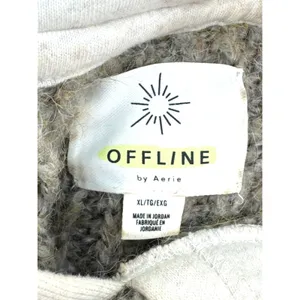 Offline by Aerie Womens XL Tan Marl Chunky Knit Hooded Sweater Multi Color Fleck thumbnail 5