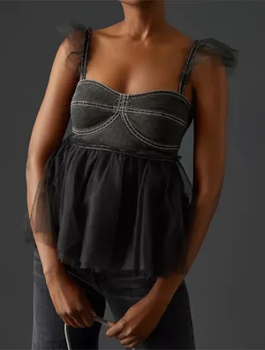 NWT Anthropologie x Pilcro Tulle Babydoll Blouse Size Small thumbnail 1