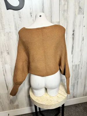 Altar'd State Batwing Cropped Sweater Womens Extra Small Camel Brown Knit thumbnail 3