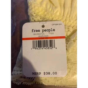 Free People Intimately Bralette Teegan Longline Lace in Yellow, NWT Size XS thumbnail 4