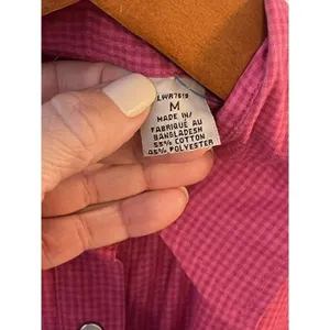 Wrangler Wrancher Womens Long Sleeve Shirt Pearl Snap Button Up Pink Medium thumbnail 3