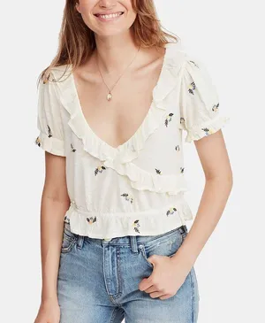 Free People Full Bloom Embroidered Top thumbnail 1