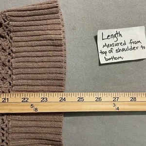 Say What Size Small Taupe Tan Boho Open Knit Crochet Sweater Top Y2K Hippie thumbnail 7