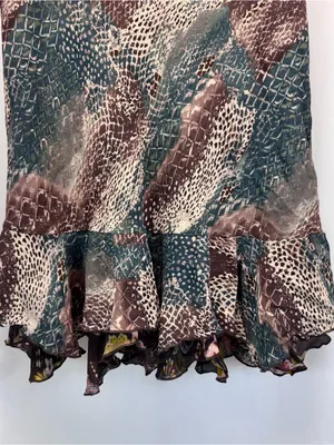 Reversible Floral Animal Midi Skirt 32” L Green Brown Fall Boho Indie Academia thumbnail 4