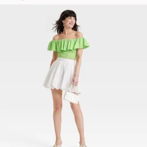 Women’s XXL "A New Day" Ruffled Crop Top, Off the Shoulder, Lime Green XXL thumbnail 5