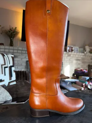 INC Fawne Leather Knee‎ High Boots cognac Brown Size 5.5 thumbnail 6