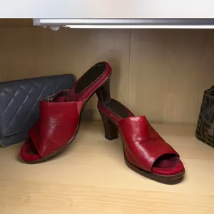 Aerosoles Red leather chunky heel mules thumbnail 4