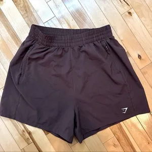 Gymshark Woven Pocket Shorts Chocolate Brown Workout Athleisure Women's Size S thumbnail 1
