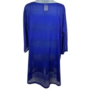 O'Neill Mesh Swim Cover-Up Tunic Women M/L Royal Blue 3/4 Sleeves Beachy‎ Summer thumbnail 2