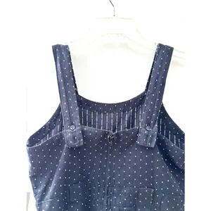 Mata Traders Navy Dot Pinafore Dress Small S Overall Apron Midi Cottagecore Mod thumbnail 8