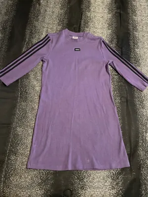 Womens large Adidas Moment Athleisure Long Sleeve Dress Tech Purple/Black thumbnail 2