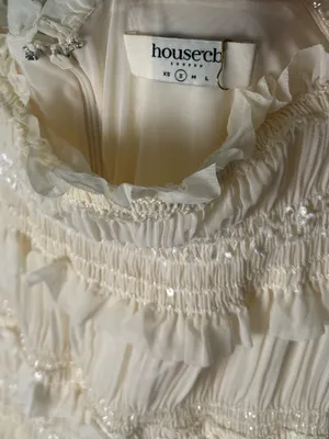 House of CB Solana Ivory Sequin Pleat Maxi Dress S thumbnail 10