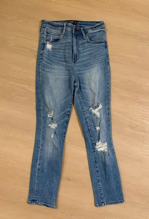 Abercrombie & Fitch Blue Distressed Skinny Jeans thumbnail 1