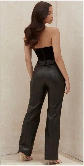 HOUSE OF CB Grainne Black Vegan Leather Pants thumbnail 1