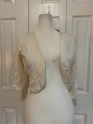 Hobbs Vintage Carrie Bolero Ivory Size Medium White thumbnail 3