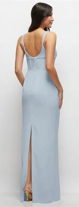 Thread Corset Midriff Crepe Column‎ Maxi Dress In Mist Size 4 thumbnail 1