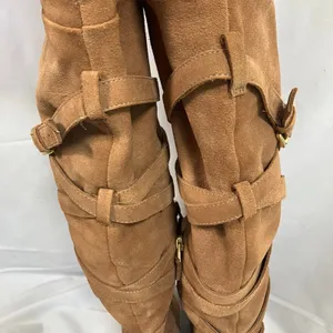Sam Edelman Tan Suede OTK Boots 7 Leather‎ Heel Wrap Strap Tall Zip Buckle thumbnail 7